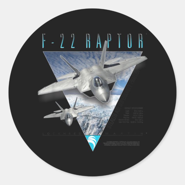 F-22 Raptor Stealth Air Superiority Fighter Classic Round Sticker (Front)