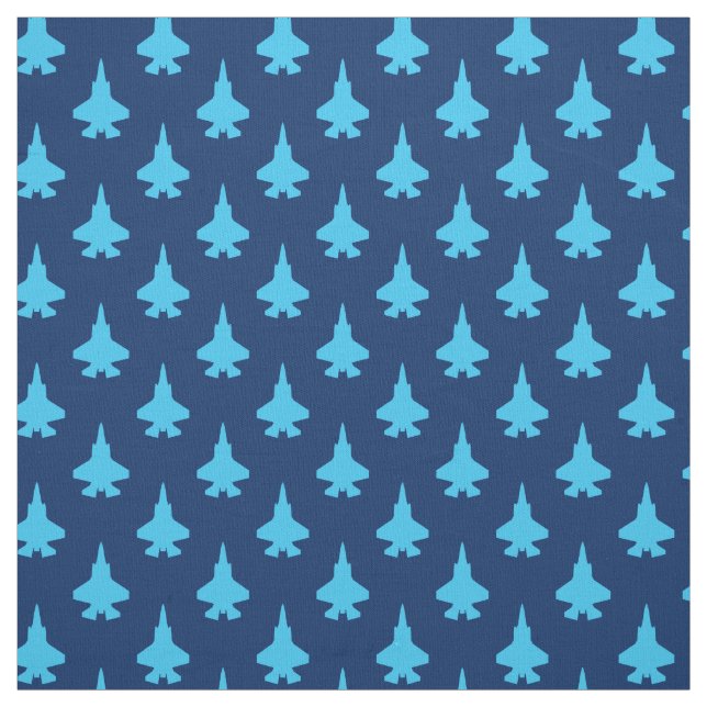 F-35 Lightning 2 Fighter Jets Pattern Blue on Navy Fabric (Swatch)