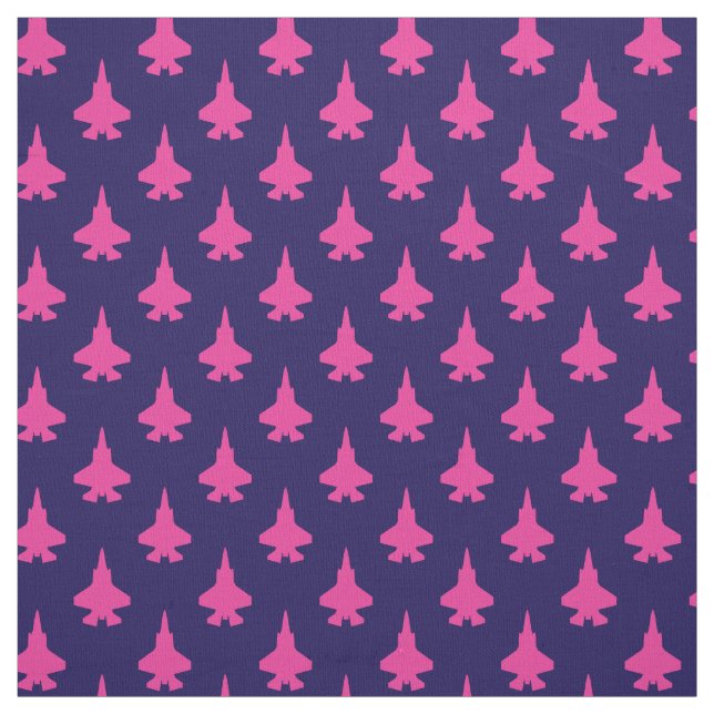 F-35 Lightning 2 Fighter Jets Pattern Pink on Navy Fabric (Swatch)