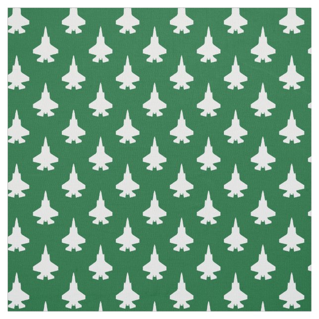 F-35 Lightning 2 Fighter Jets Pattern White Green Fabric (Swatch)