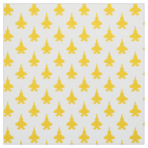 F-35 Lightning 2 Fighter Jets Pattern Yellow Fabric