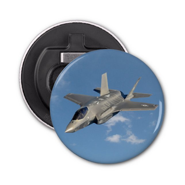 F-35 Lightning II Panther Jet Fighter in Sky Bottle Opener (Front)