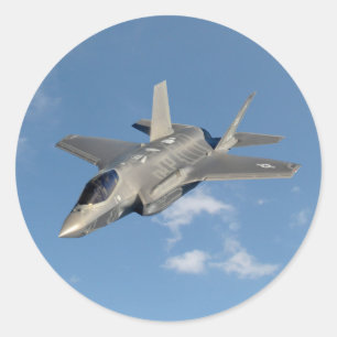 F-35 Lightning II Panther Jet Fighter in Sky Classic Round Sticker