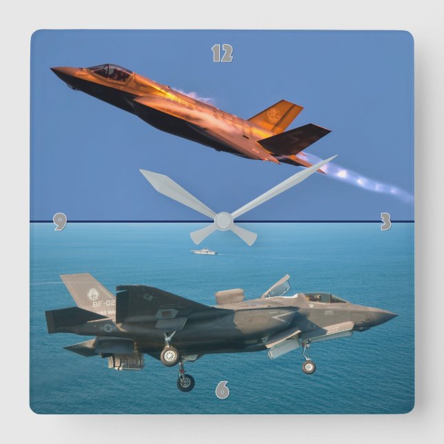 F-35B LIGHTNING II SQUARE WALL CLOCK (Front)