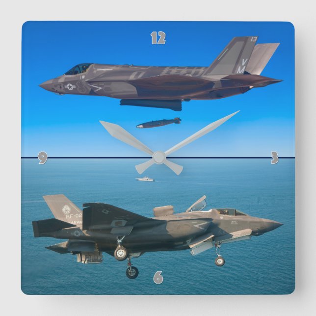 F-35B LIGHTNING II SQUARE WALL CLOCK (Front)