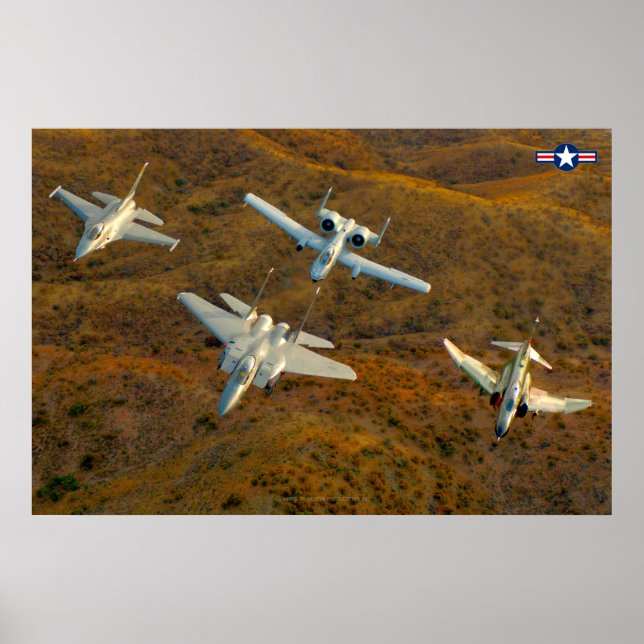 F-4, F-16, F-15 and A-10 FORMATION FLIGHT Poster (Front)
