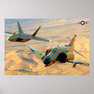F-4 PHANTOM and F-22 RAPTOR FORMATION FLIGHT Poster