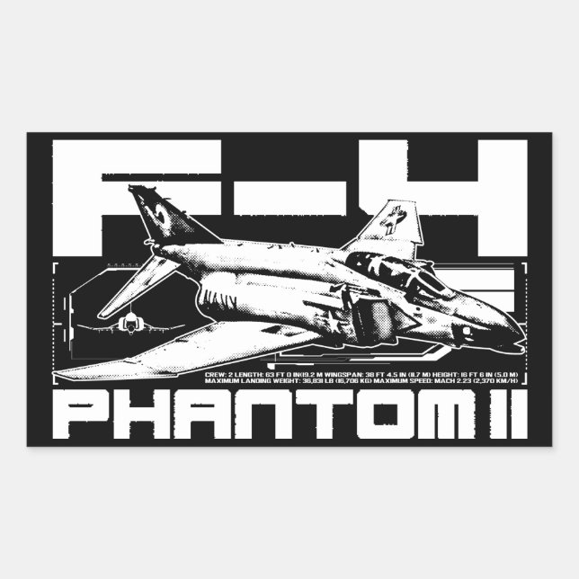 F-4 Phantom II Rectangular Sticker (Front)