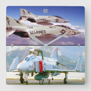 F-4 PHANTOM SQUARE WALL CLOCK