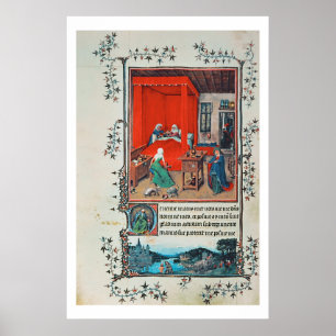 f.93v The Birth of John the Baptist and the Baptis Poster