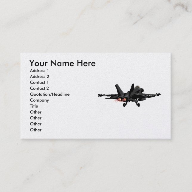 F/A-18 Hornet  Fighter Jet Business Cards (Front)