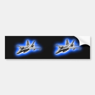 F/A-18 Hornet Fighter Jet Light Blue Bumper Sticker