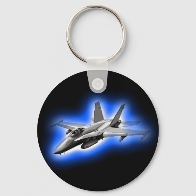 F/A-18 Hornet Fighter Jet Light Blue Key Ring (Front)