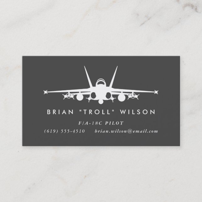 F/A-18C Fighter Pilot with matching pattern Business Card (Front)