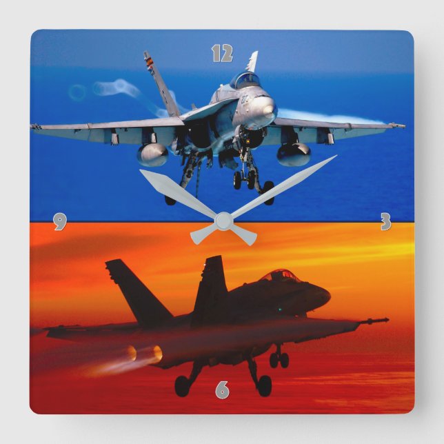 F/A-18C HORNET AFTERBURNER SQUARE WALL CLOCK (Front)