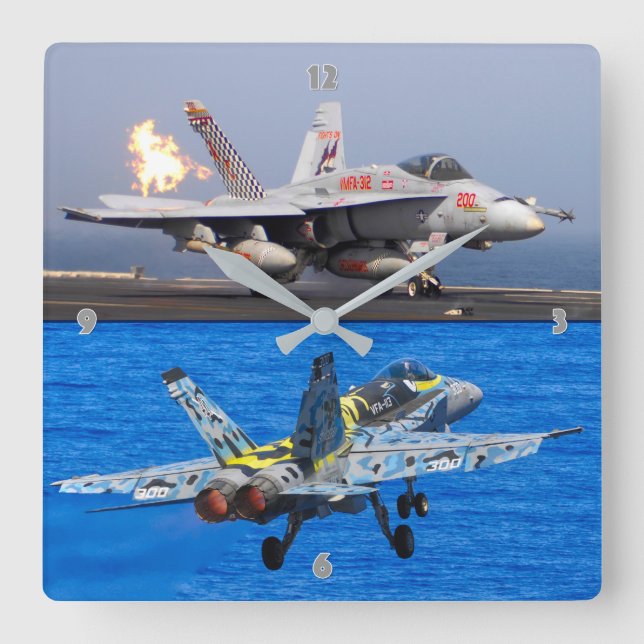 F/A-18C HORNET AFTERBURNER SQUARE WALL CLOCK (Front)