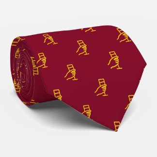 F & B Wine Glass Pattern Burgundy Sparkling Gold Tie