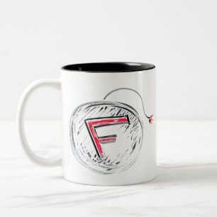 F Bomb   It's a doodle of a bomb with an F on it Two-Tone Coffee Mug
