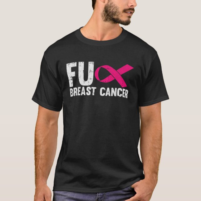 F Breast Cancer Awareness Pink Ribbon Fighter Warr T-Shirt (Front)