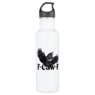 F-Caw-F Angry Raven Art Print Gothic Crow Illustra 710 Ml Water Bottle