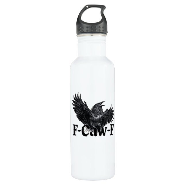 F-Caw-F Angry Raven Art Print Gothic Crow Illustra 710 Ml Water Bottle (Front)