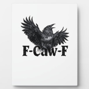 F-Caw-F Angry Raven Art Print Gothic Crow Illustra Plaque