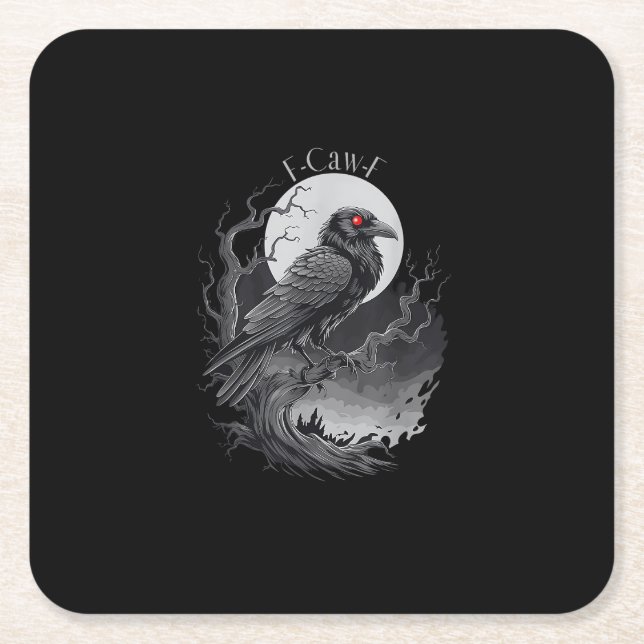 F-Caw-F Bird Creative Art Square Paper Coaster (Front)
