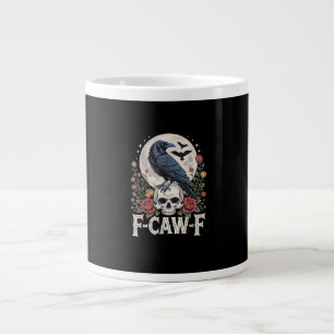 F-Caw-F Bird Crow Funny Crow Bird Cawing Grunge Re Large Coffee Mug