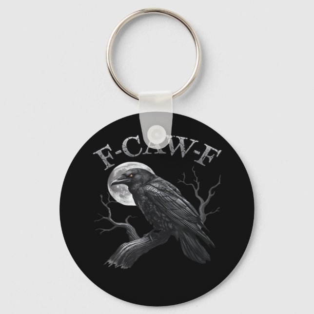 F-Caw-F Bird Moon Gothic Classic Cool Design Key Ring (Front)