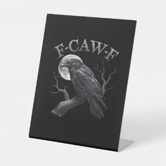 F-Caw-F Bird Moon Gothic Classic Cool Design Pedestal Sign