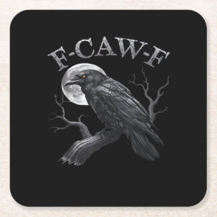 F-Caw-F Bird Moon Gothic Classic Cool Design Square Paper Coaster