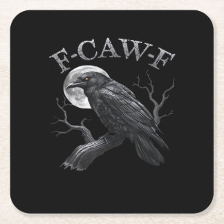 F-Caw-F Bird Moon Gothic Classic Cool Design Square Paper Coaster