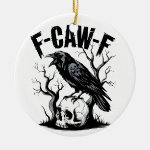 F-Caw-F Black Crow Black Bird Funny Ceramic Tree Decoration