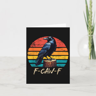F-caw-f Black Crow Black Bird Retro Sunset Vintage Card