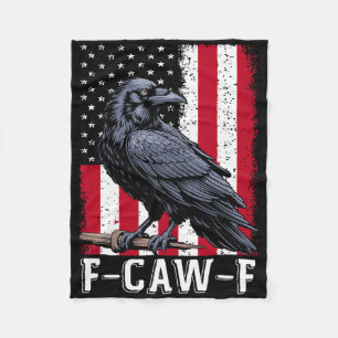 F-caw-f Black Crow Black Bird Retro Usa Flag Vinta Fleece Blanket