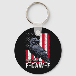 F-caw-f Black Crow Black Bird Retro Usa Flag Vinta Key Ring