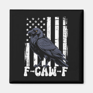 F Caw F Black Crow Black Bird Retro Usa Flag Vinta Magnet