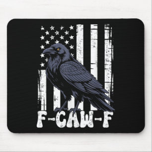 F Caw F Black Crow Black Bird Retro Usa Flag Vinta Mouse Pad