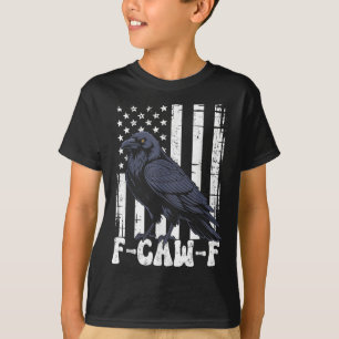 F Caw F Black Crow Black Bird Retro Usa Flag Vinta T-Shirt