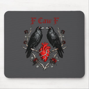 F-caw-f Black Crow Black Bird Roses Heart Funny Va Mouse Pad