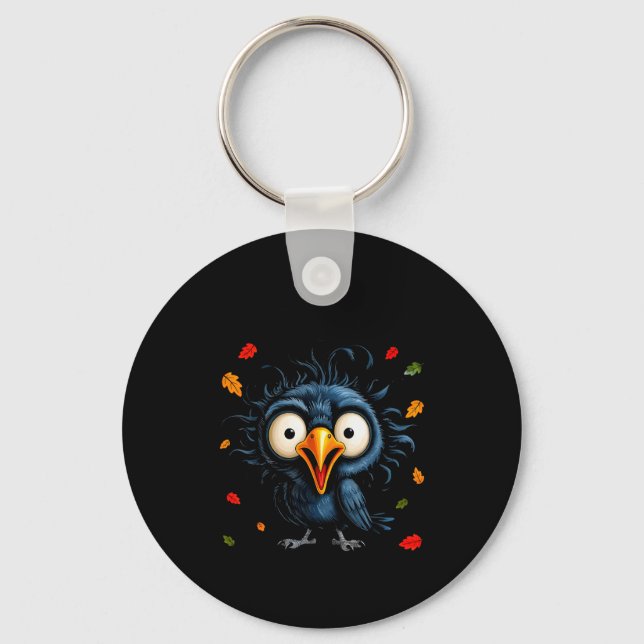 F-caw-f Black Crow Pun Funny Bird Cawing Nge Hallo Key Ring (Front)