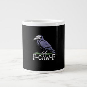 F-Caw-F Bone Text Skull Raven - Gothic Macabre Hum Large Coffee Mug