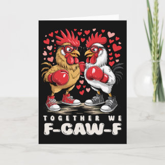 F-caw-f Boxing Roosters Hearts Edgy Valentine Stre Card