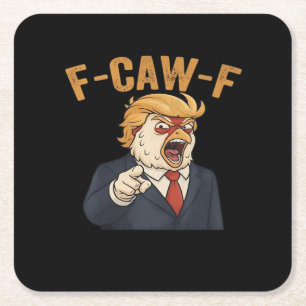 F-Caw-F Chicken Anti Classic Vintage Graphic Square Paper Coaster