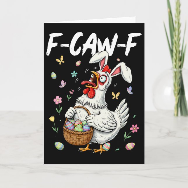F-caw-f Chicken Bunny Rooster Meme Funny Easter Da Card (Front)