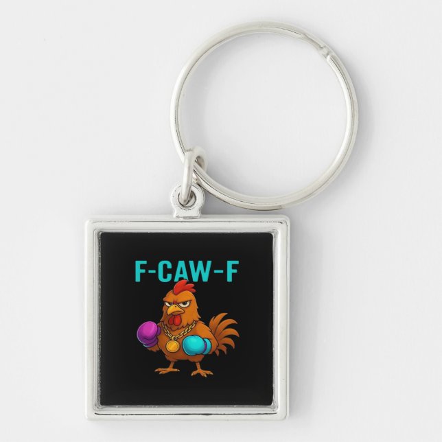 F-Caw-F Chicken Classic Minimal Clean Key Ring (Front)