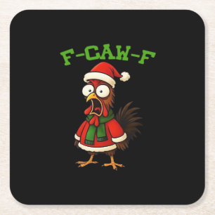 F-Caw-F Chicken Classic Retro Graphic Square Paper Coaster