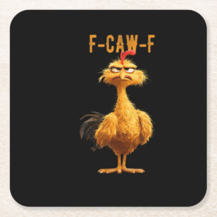 F-Caw-F Chicken Classic Retro Style Square Paper Coaster