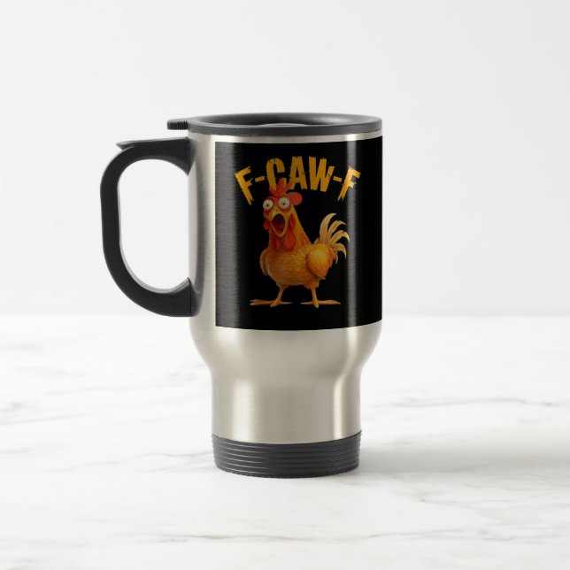 F-Caw-F Chicken Classic Retro Style Travel Mug (Left)