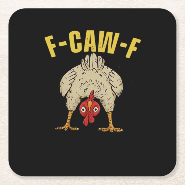 F-Caw-F-Chicken Essential Art Graphic Square Paper Coaster (Front)